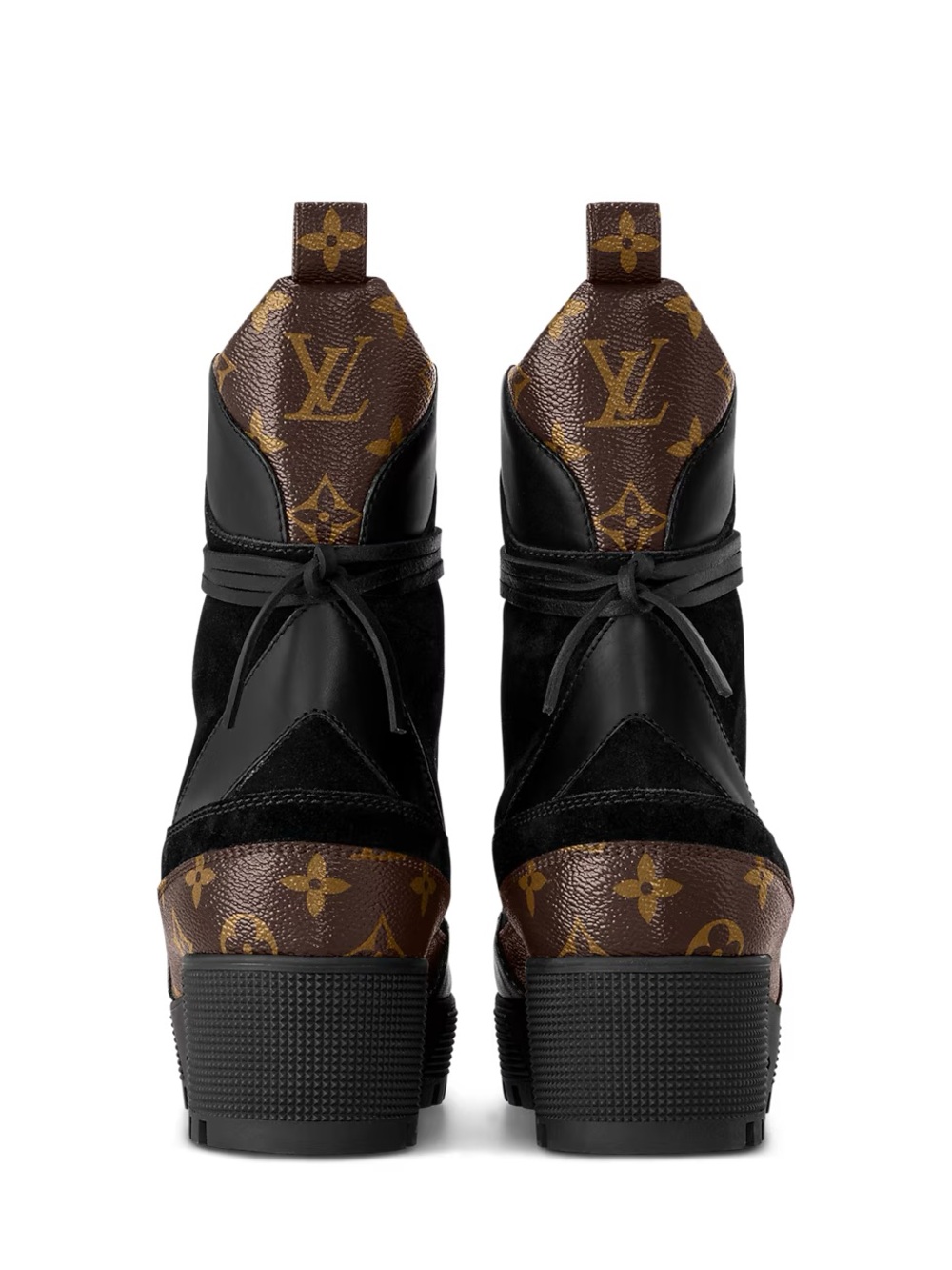 Louis Vuitton Black & Brown Monogram Platform Ankle Booties